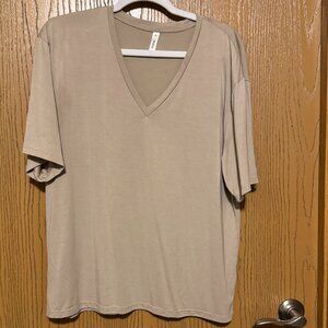 Wishlist - Tan Drop Shoulder V-Neck Knit Top